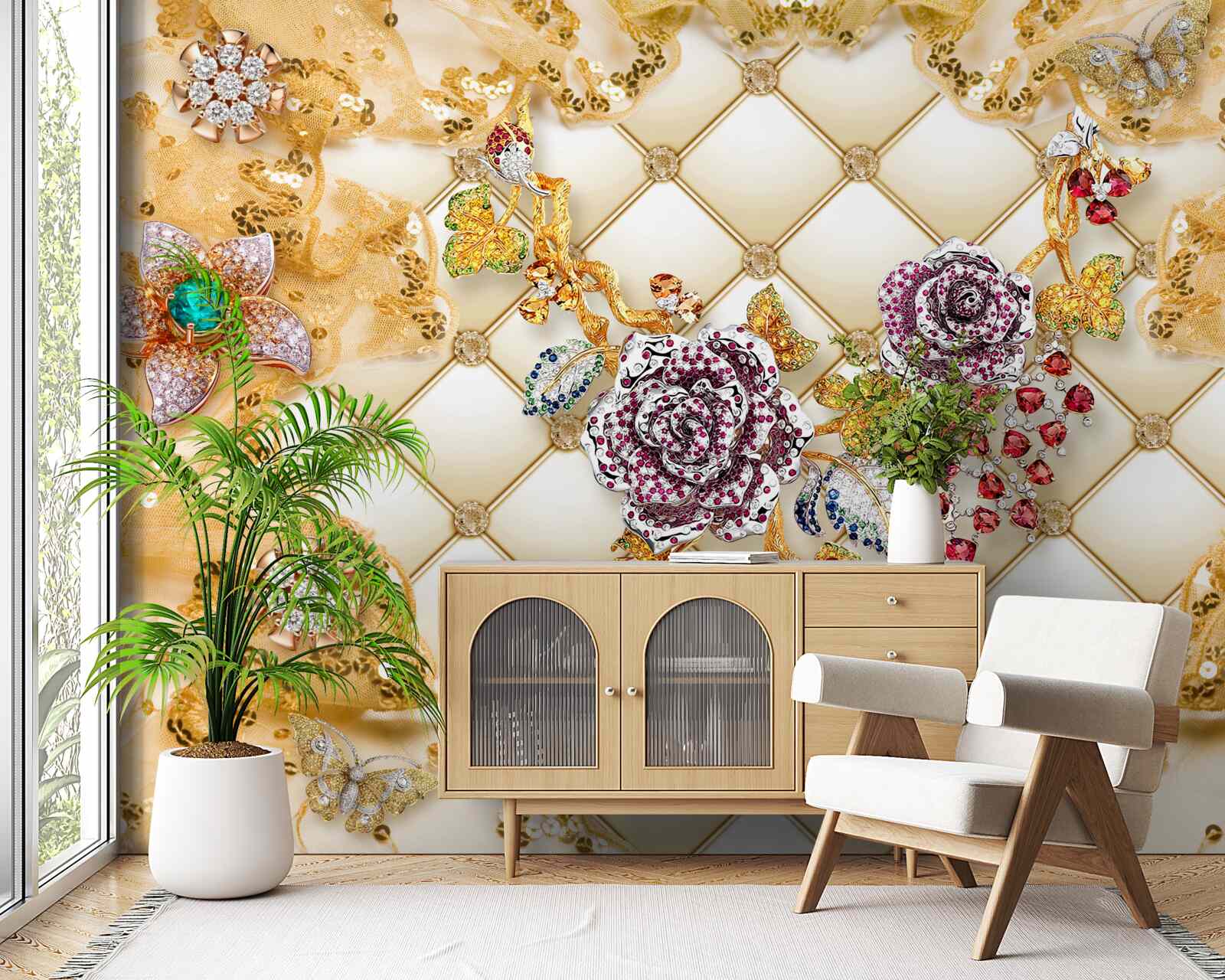 Fototapeta jesenné kvety zo zlata a kameňa