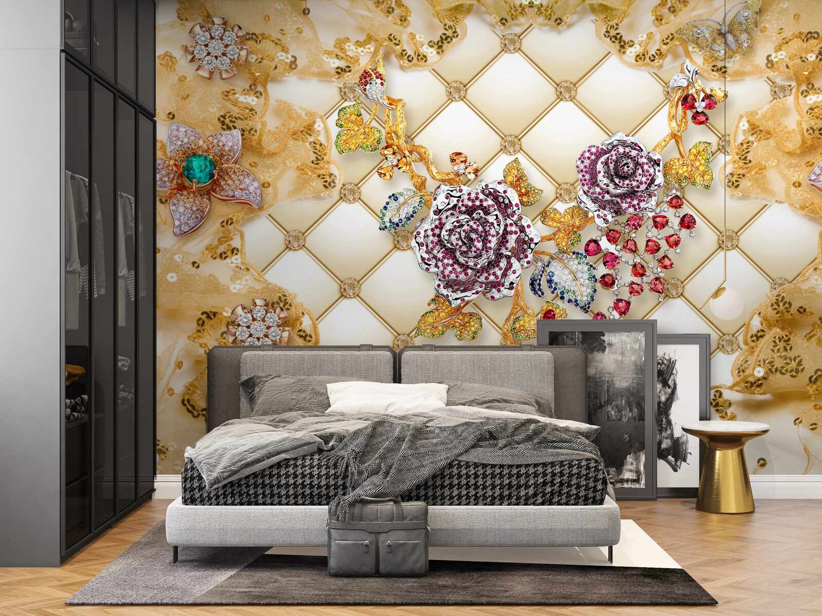 Fototapeta jesenné kvety zo zlata a kameňa