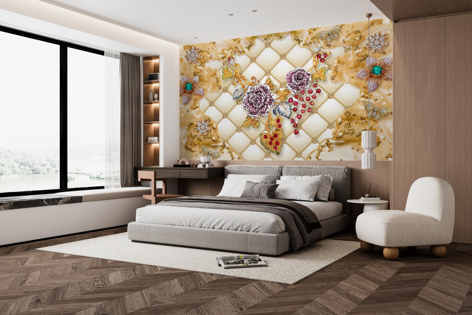 Fototapeta jesenné kvety zo zlata a kameňa