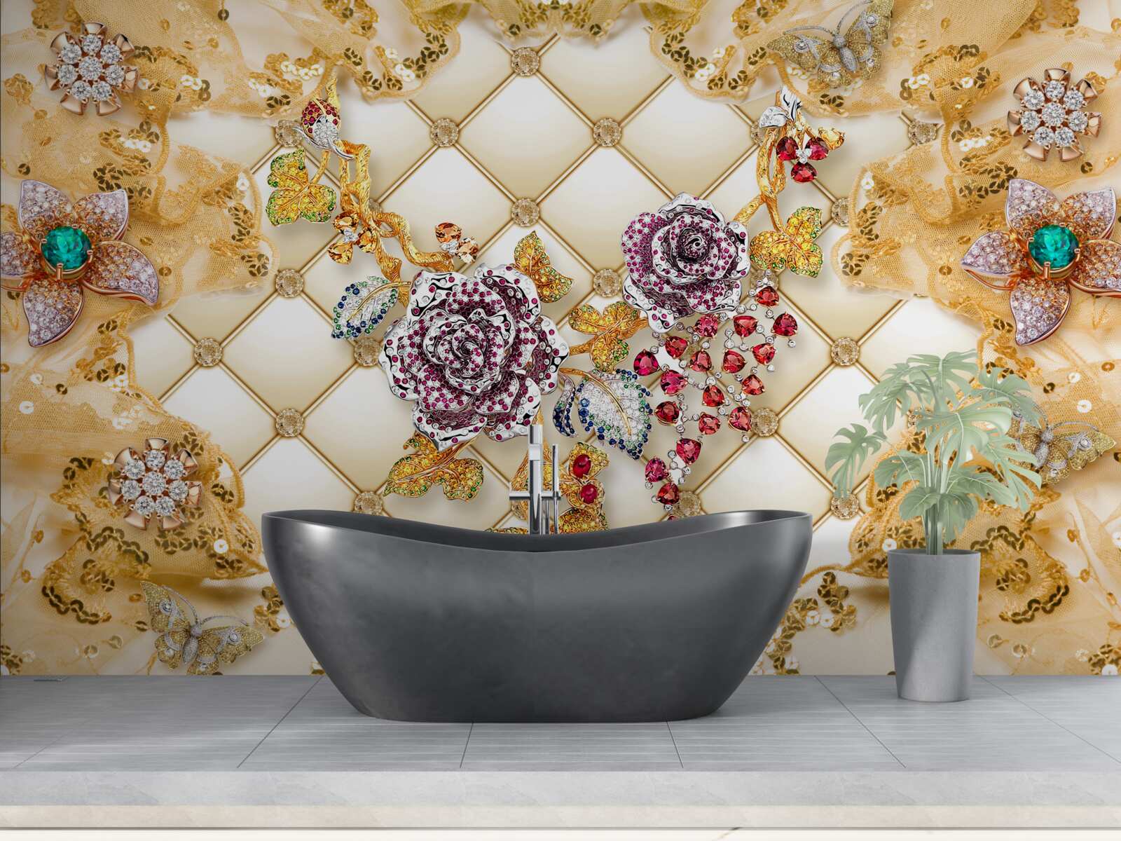 Fototapeta jesenné kvety zo zlata a kameňa