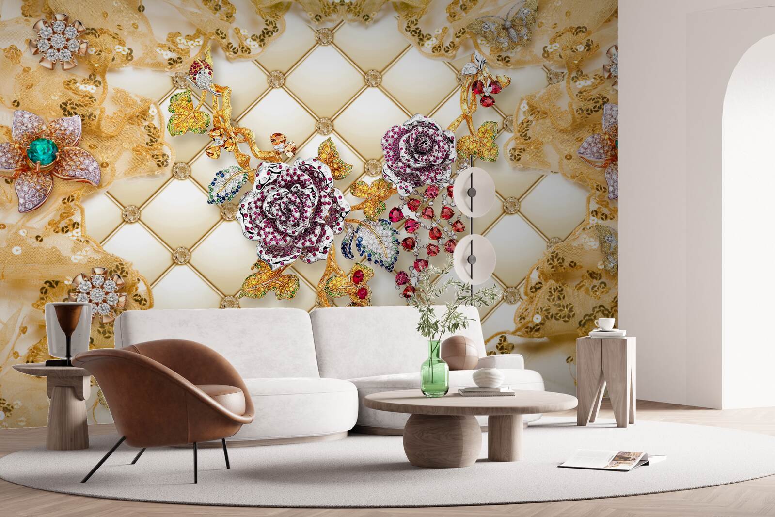 Fototapeta jesenné kvety zo zlata a kameňa