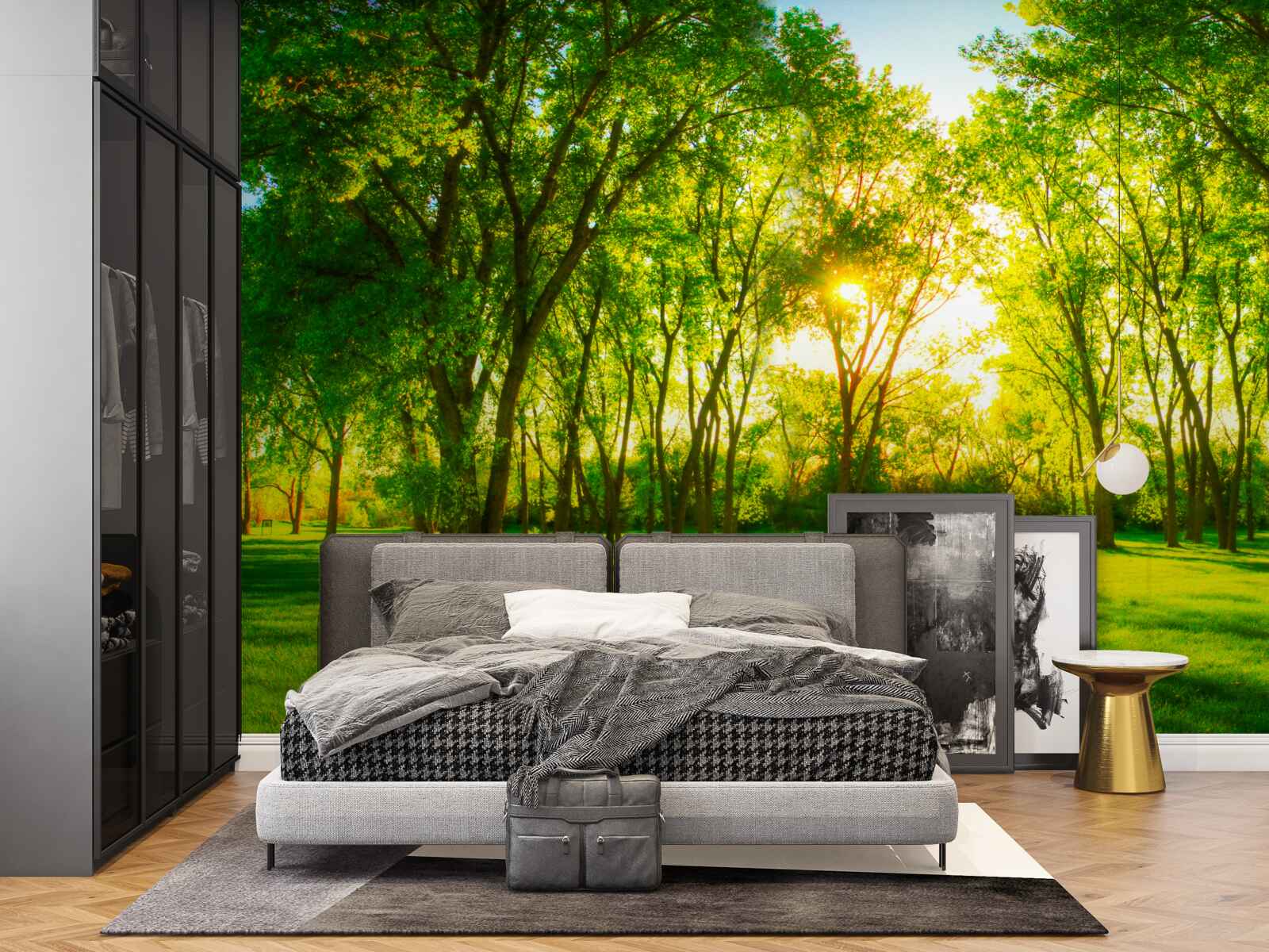 Fototapeta vo svetlej palete zeleného ranného lesa