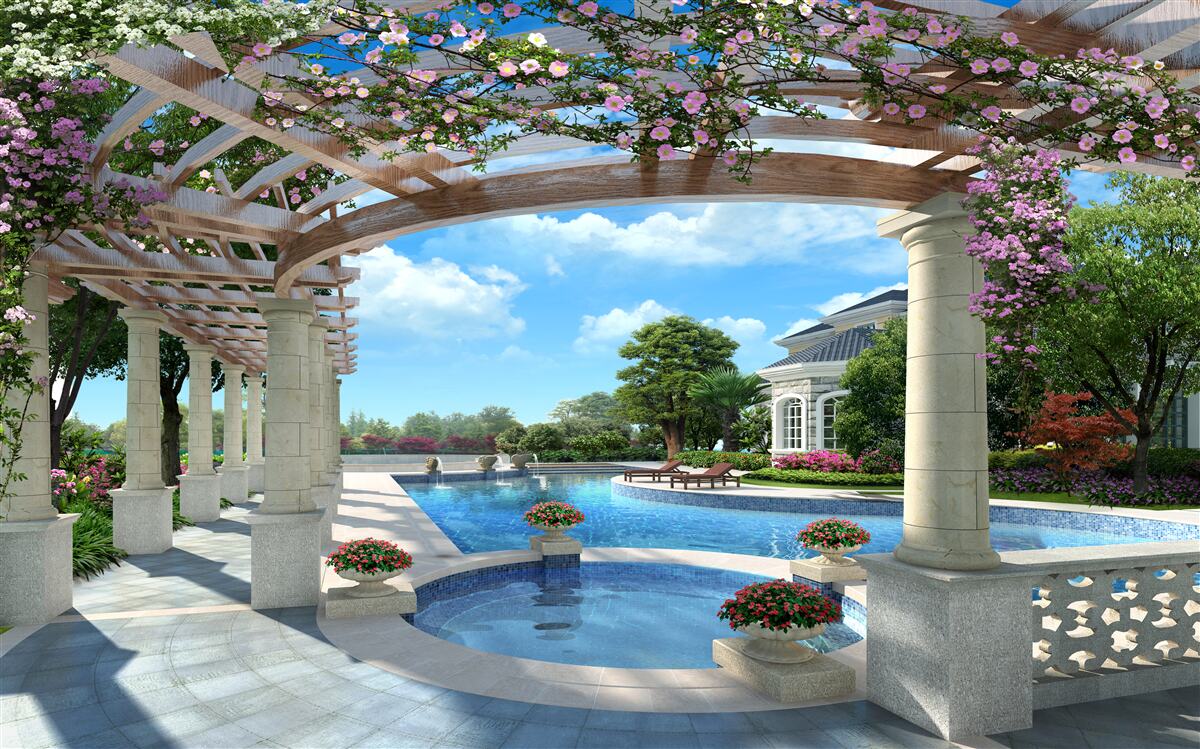 Fototapeta bazén s oblúkom pri dome