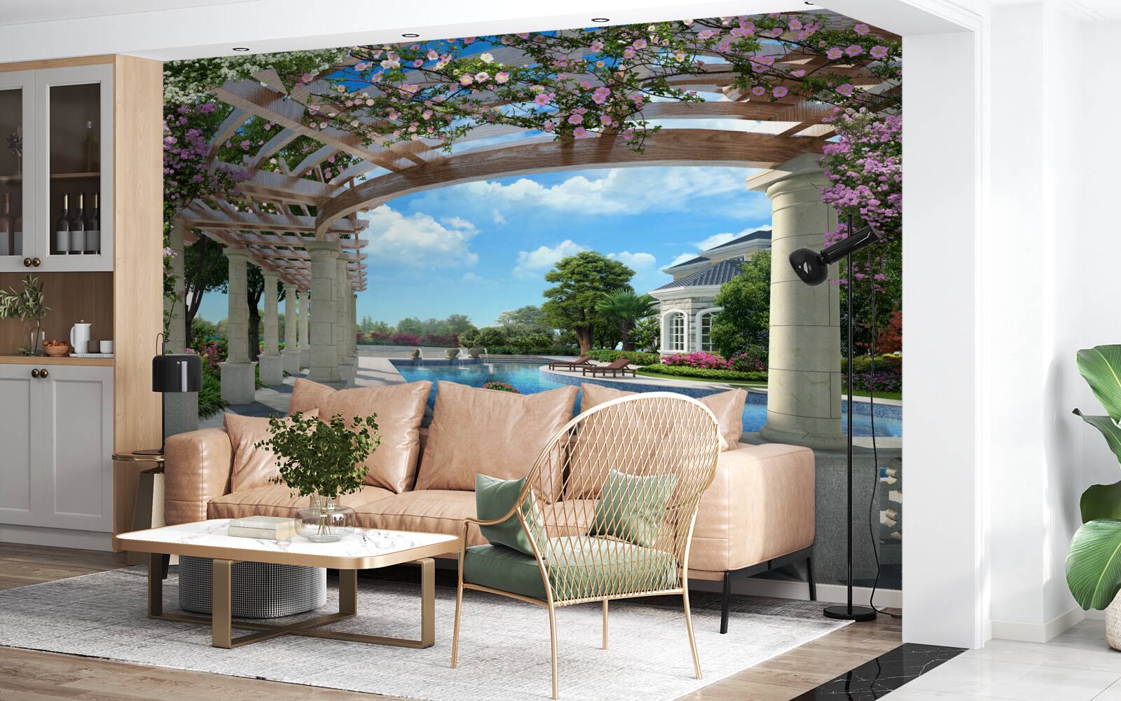 Fototapeta bazén s oblúkom pri dome