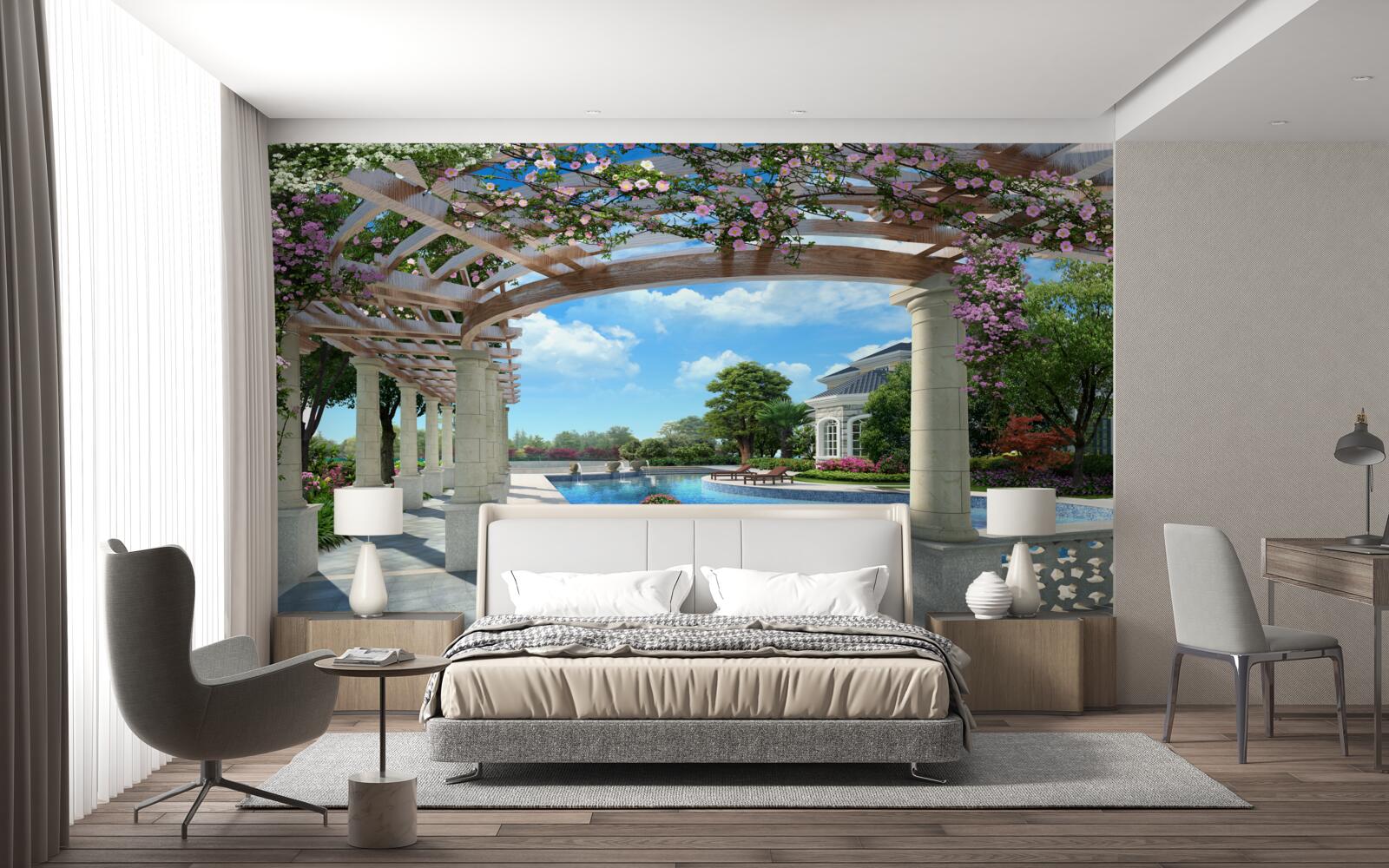 Fototapeta bazén s oblúkom pri dome