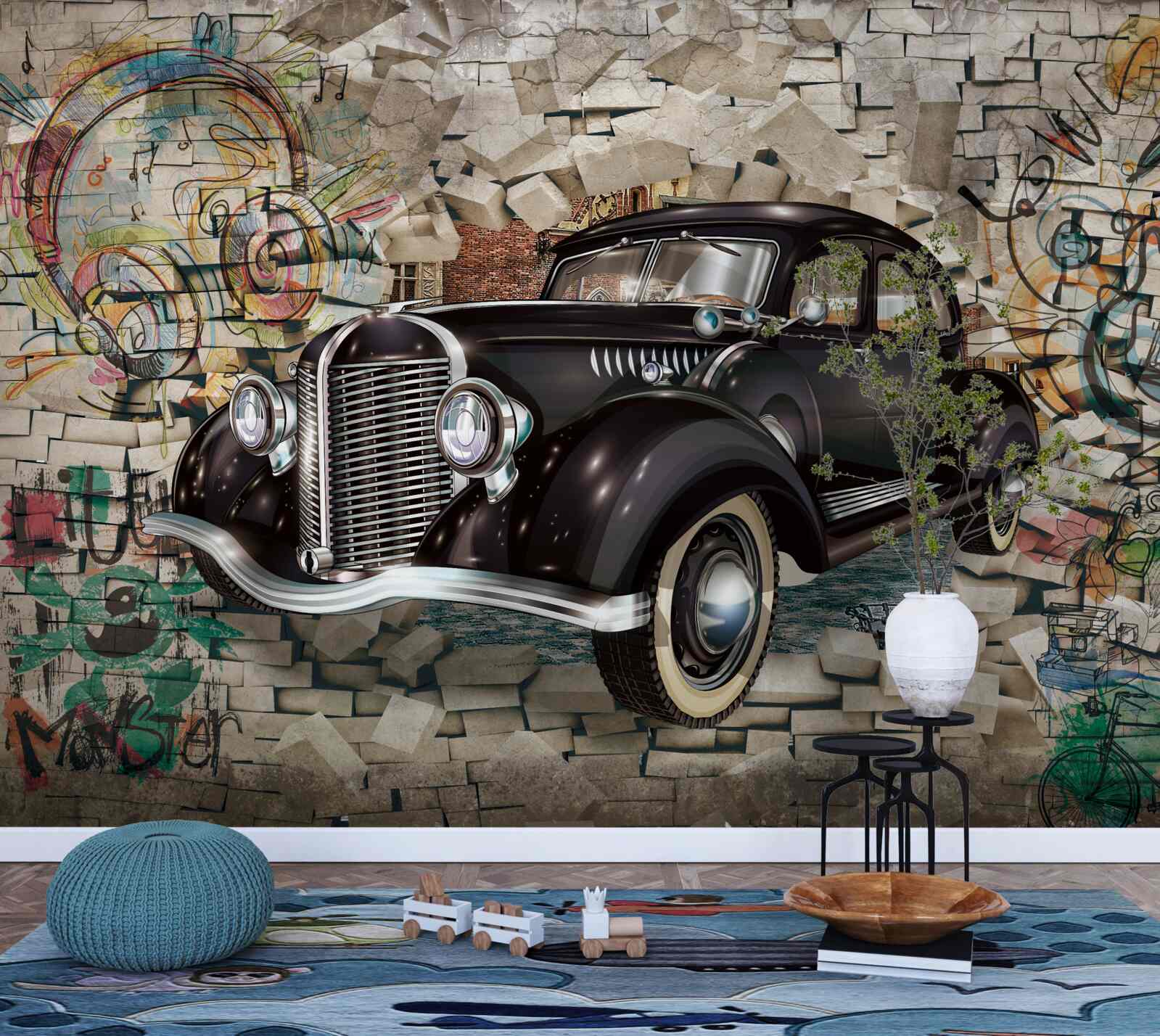 Fototapeta čierne auto z minulosti