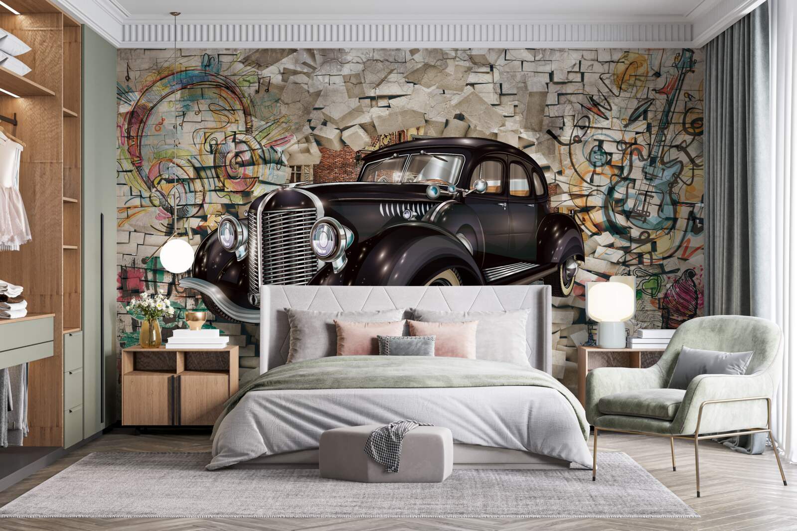 Fototapeta čierne auto z minulosti