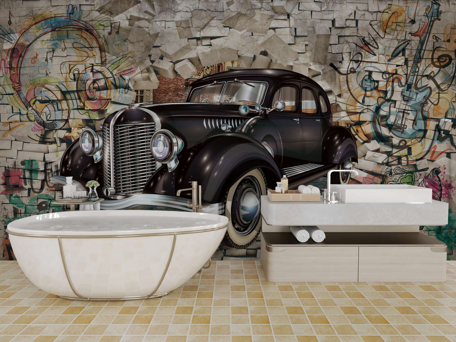 Fototapeta čierne auto z minulosti