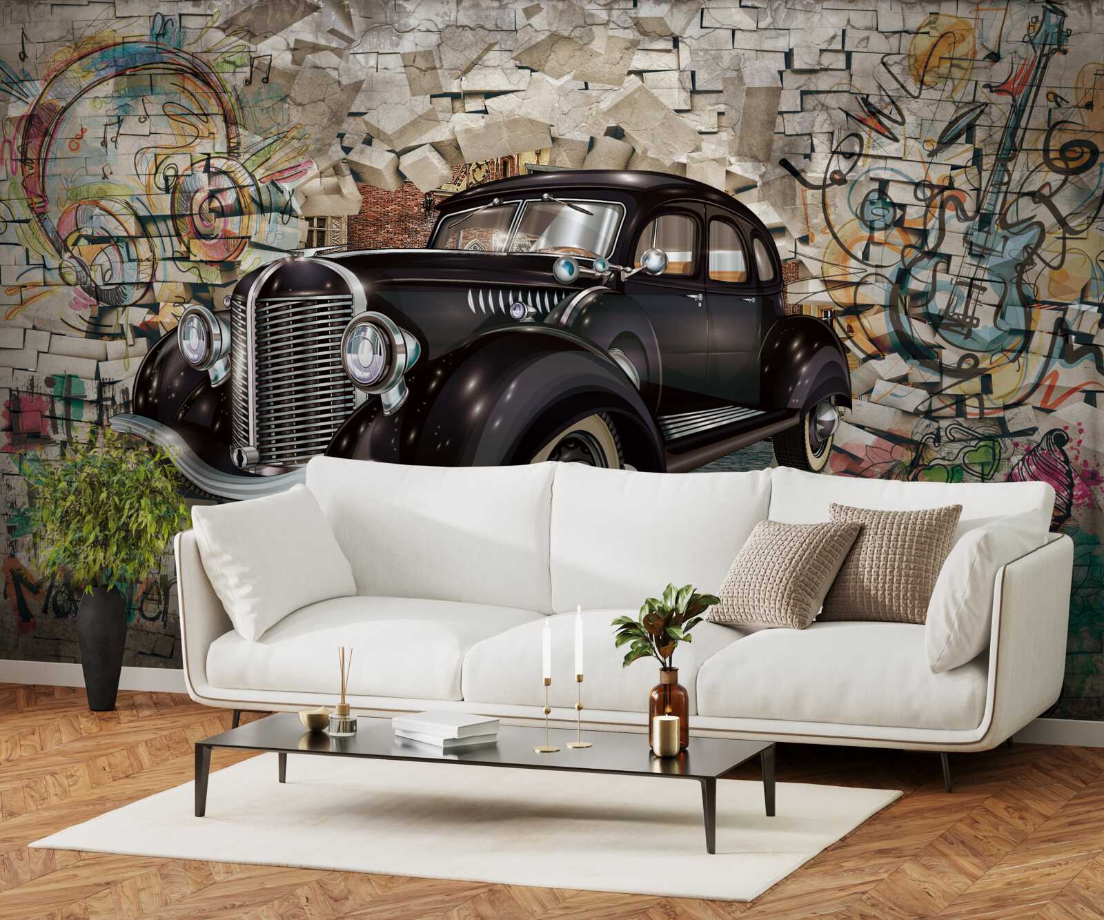 Fototapeta čierne auto z minulosti