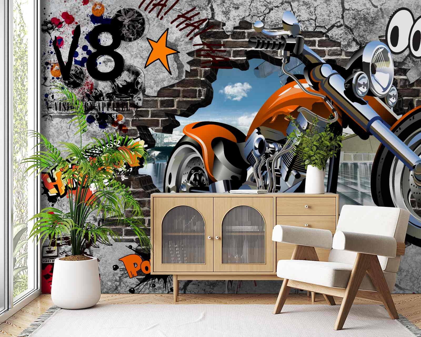 Fototapeta graffiti v podobe motorky