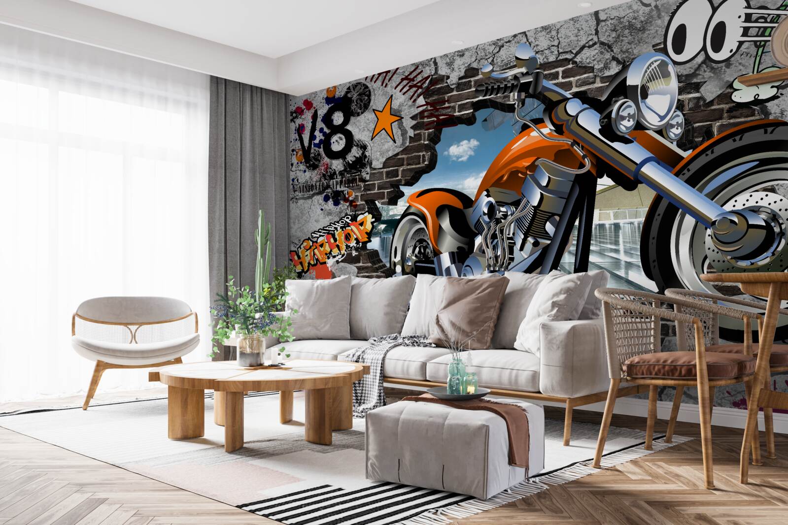 Fototapeta graffiti v podobe motorky