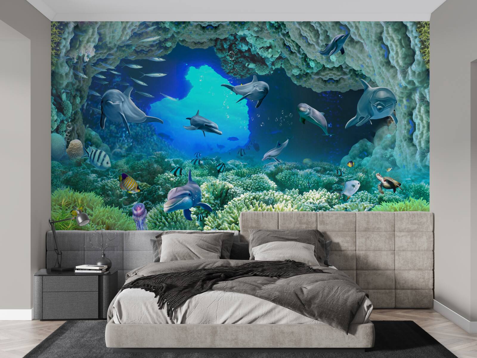 Fototapeta vodné jaskyne obývajú delfíny