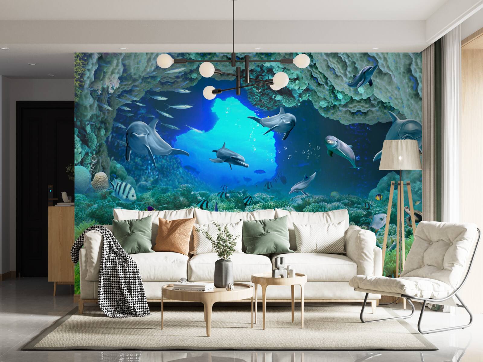 Fototapeta vodné jaskyne obývajú delfíny