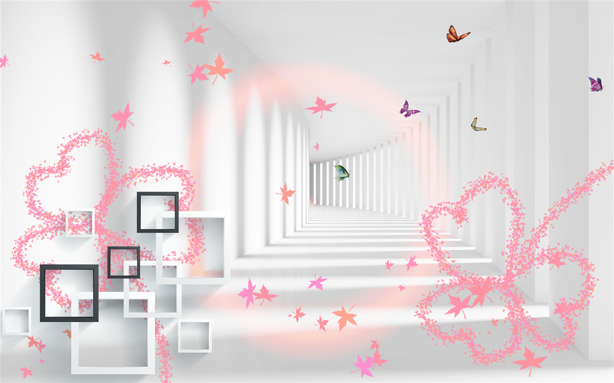 Fototapeta abstraktné motýle v tvare ružových srdiečok