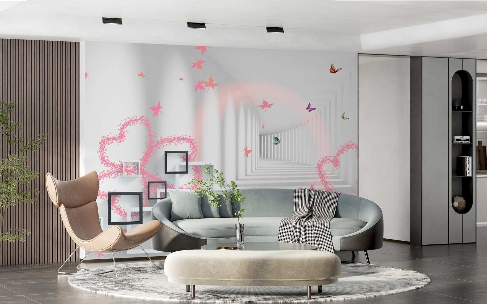 Fototapeta abstraktné motýle v tvare ružových srdiečok