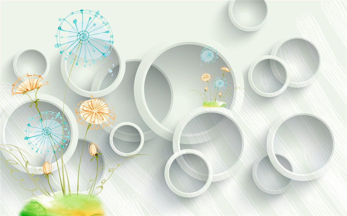 Fototapeta na pozadí kruhov kvitnú na lúke púpavy