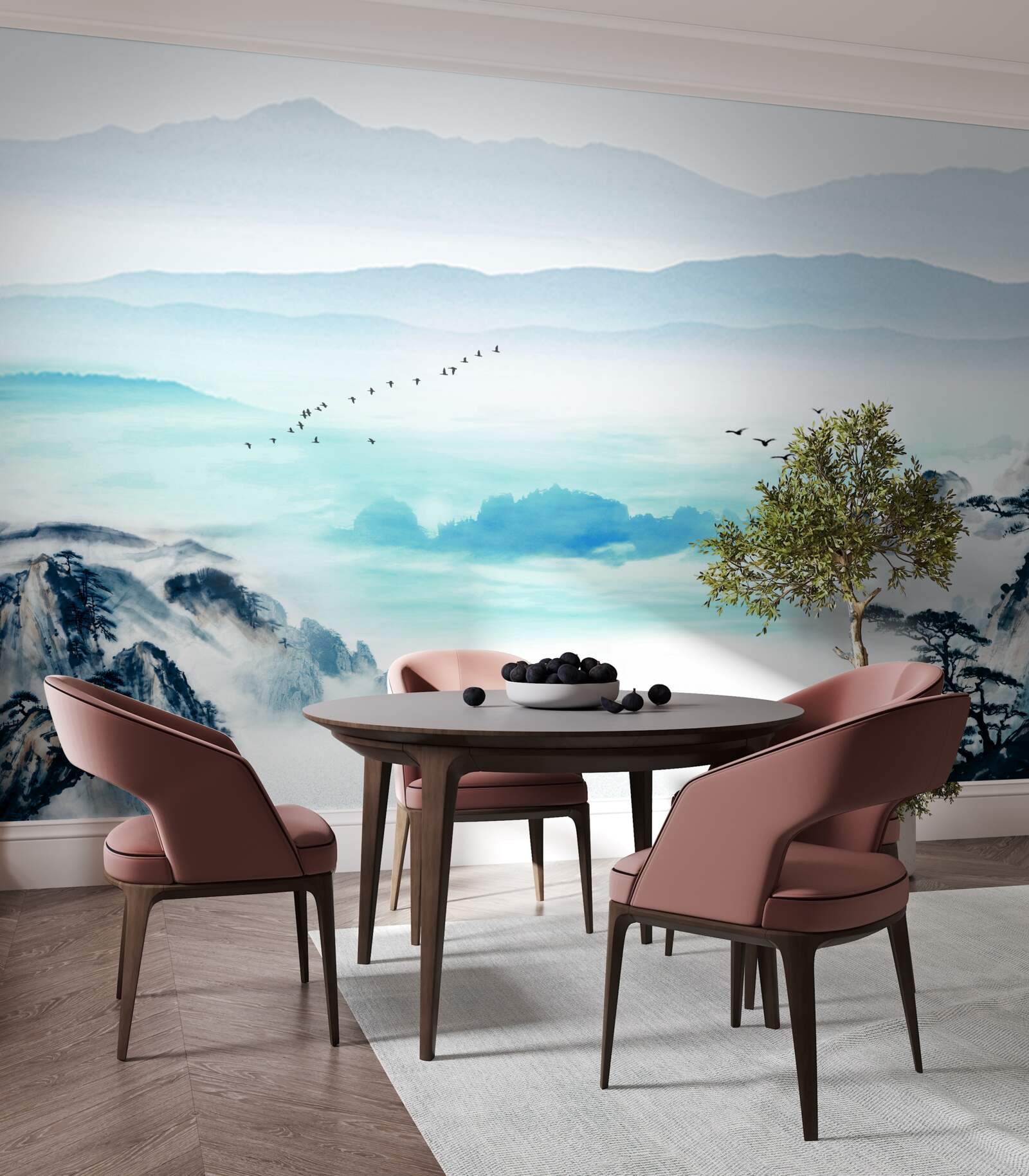 Fototapeta hmla nad vodou jazera