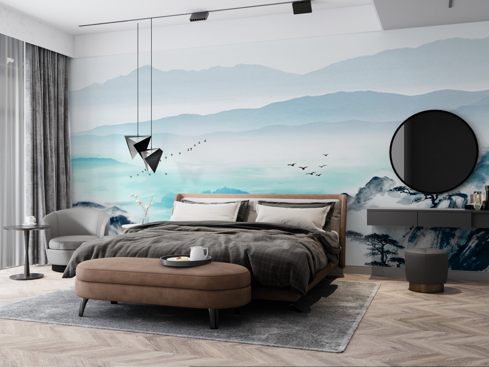 Fototapeta hmla nad vodou jazera