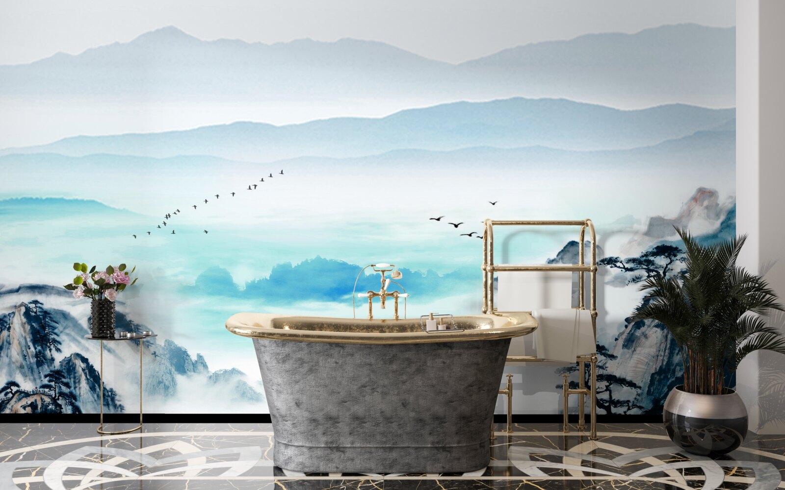 Fototapeta hmla nad vodou jazera