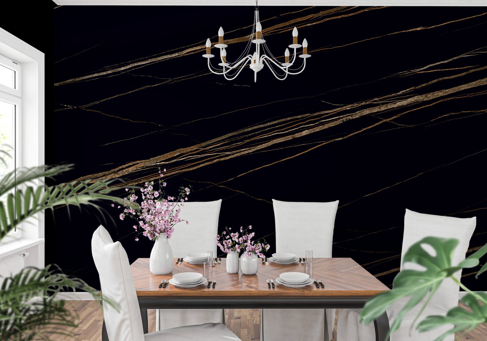 Fototapeta zlaté pruhy na čiernom podklade