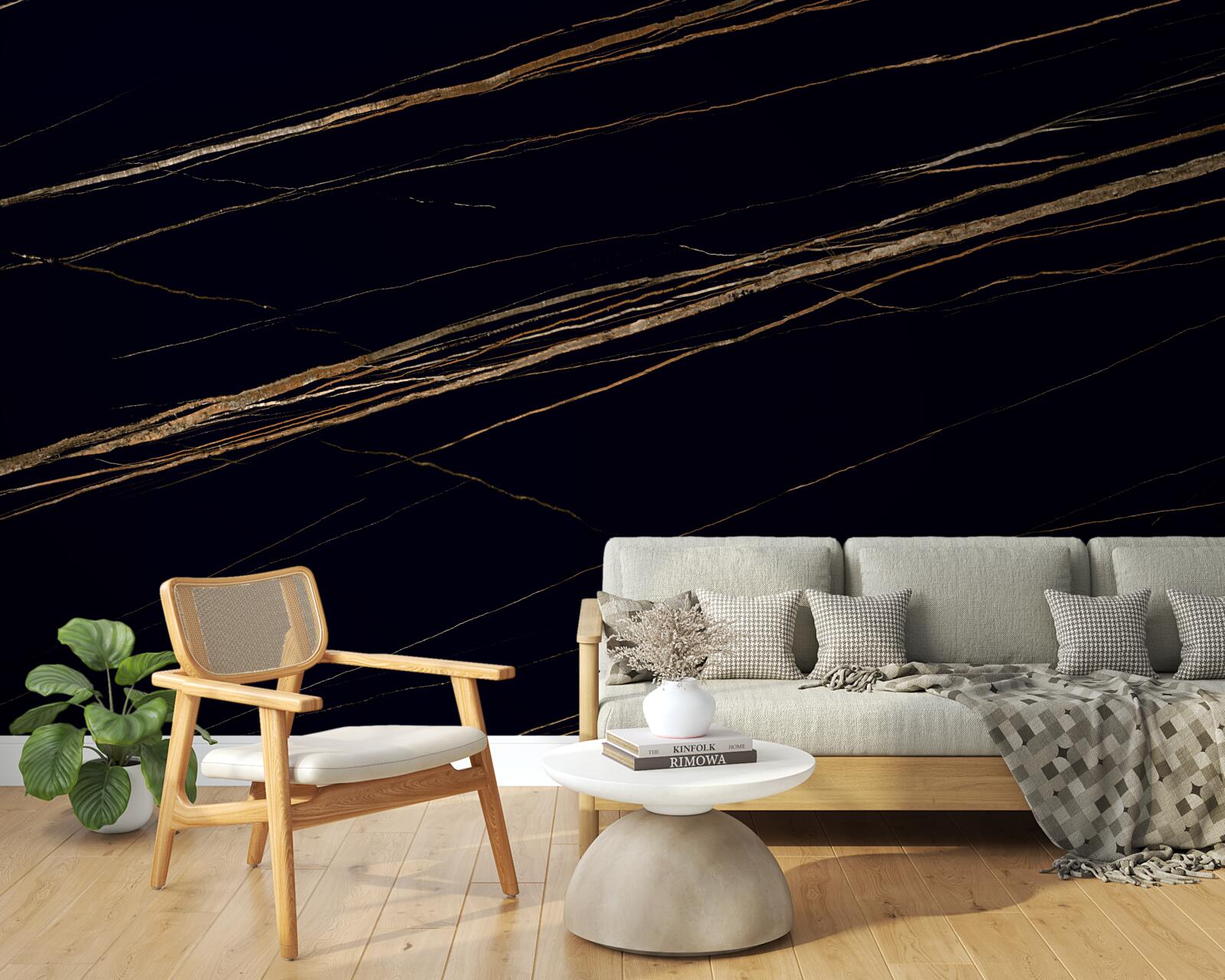 Fototapeta zlaté pruhy na čiernom podklade