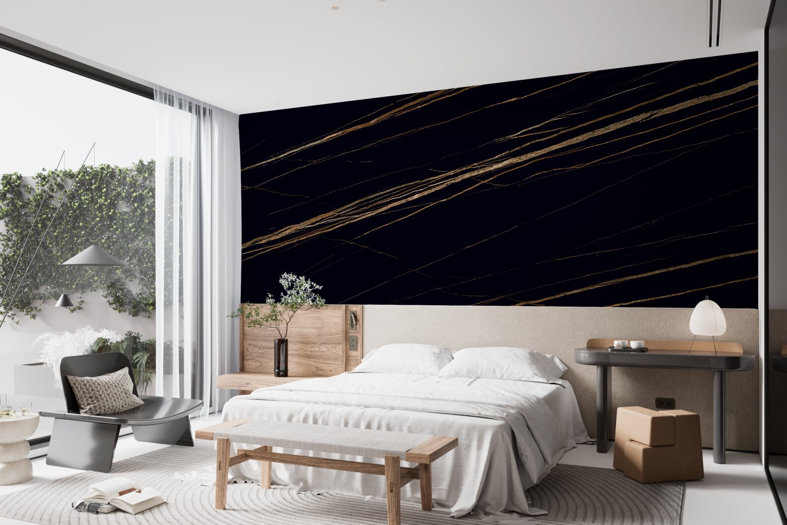 Fototapeta zlaté pruhy na čiernom podklade