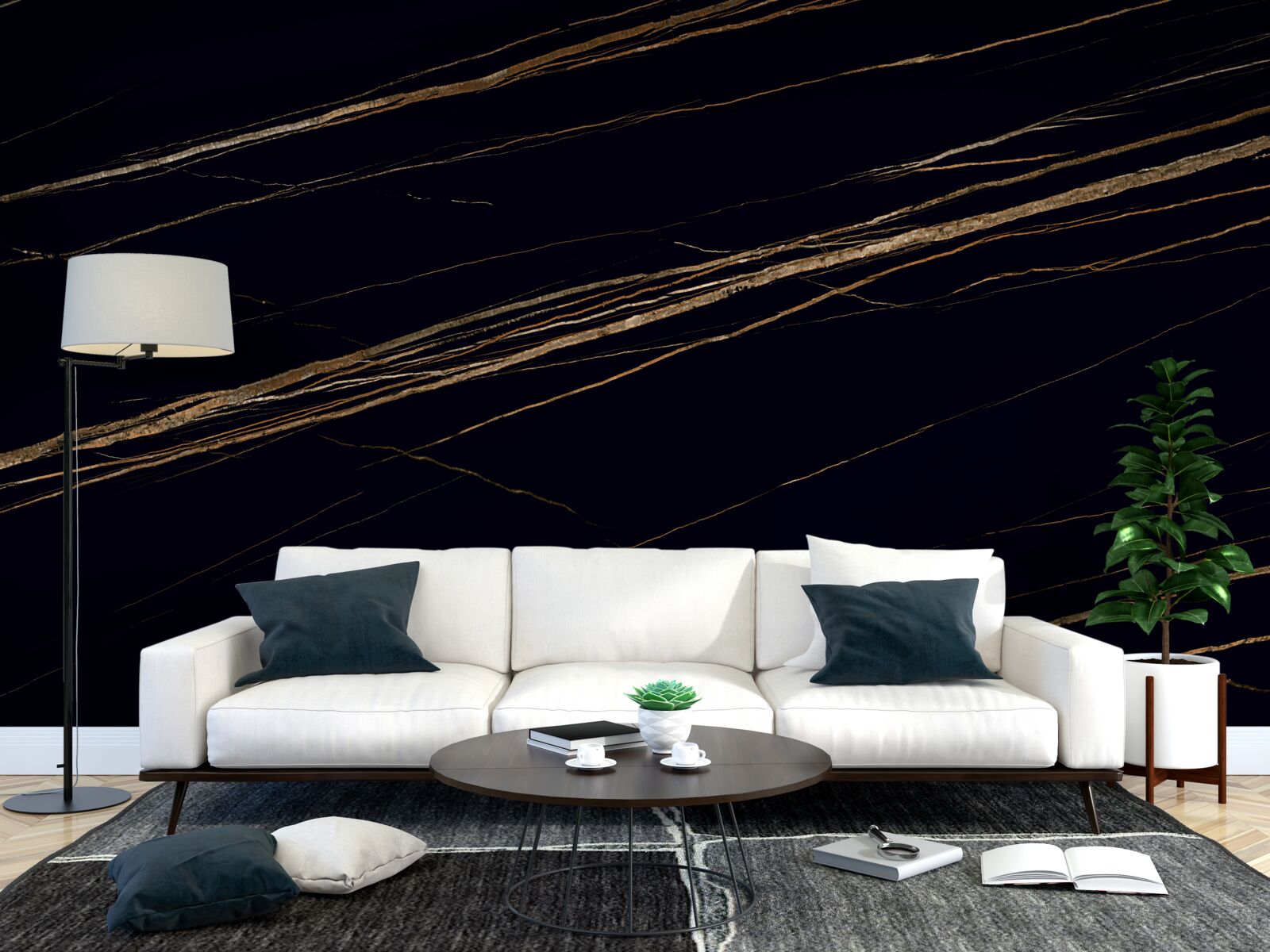 Fototapeta zlaté pruhy na čiernom podklade