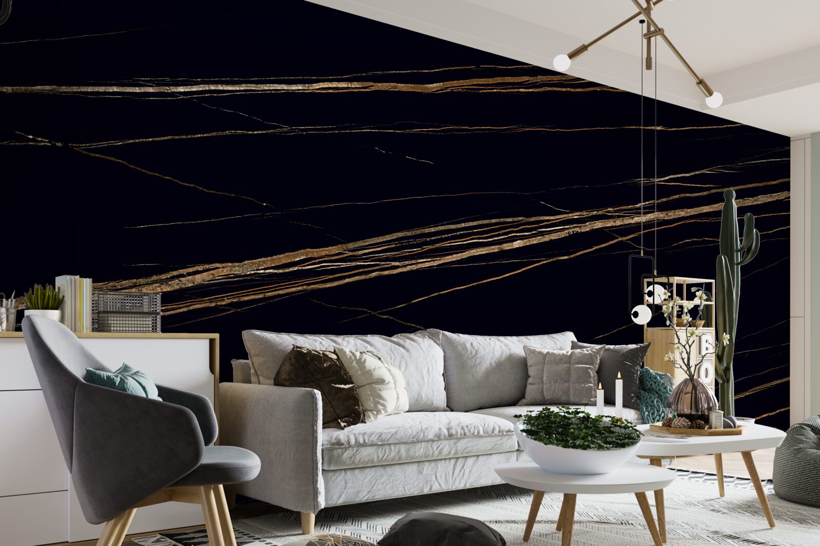 Fototapeta zlaté pruhy na čiernom podklade