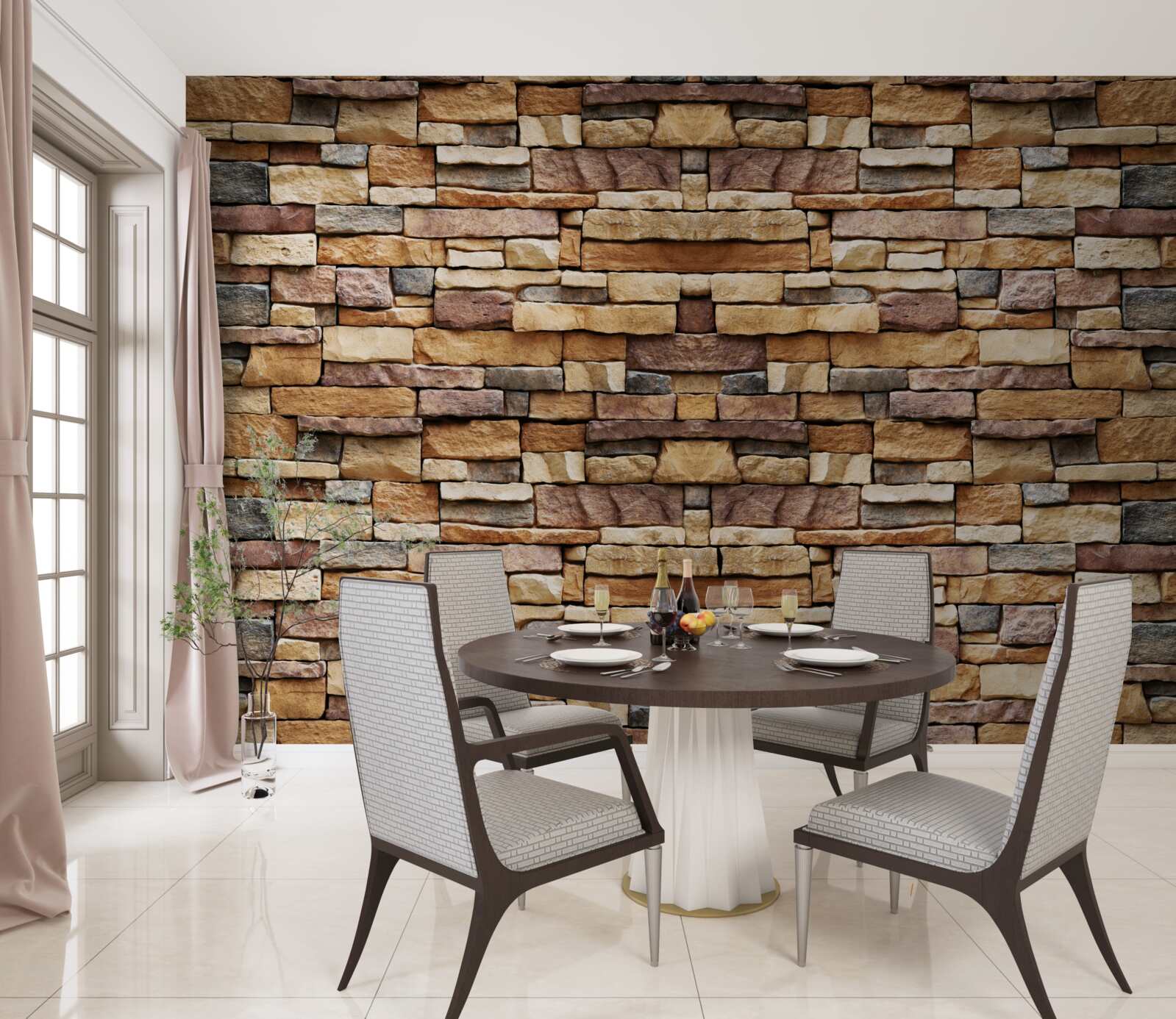 Fototapeta Stena zložená z viacfarebných kameňov