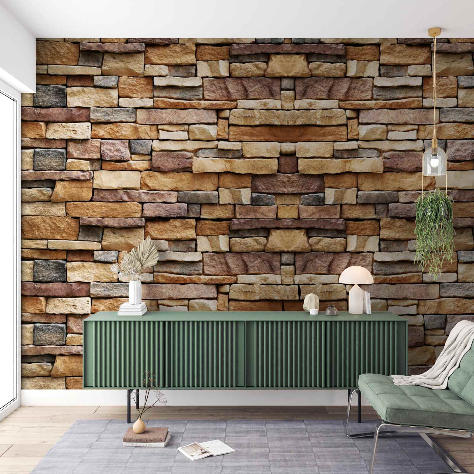 Fototapeta Stena zložená z viacfarebných kameňov