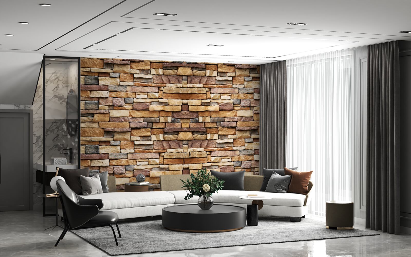 Fototapeta Stena zložená z viacfarebných kameňov