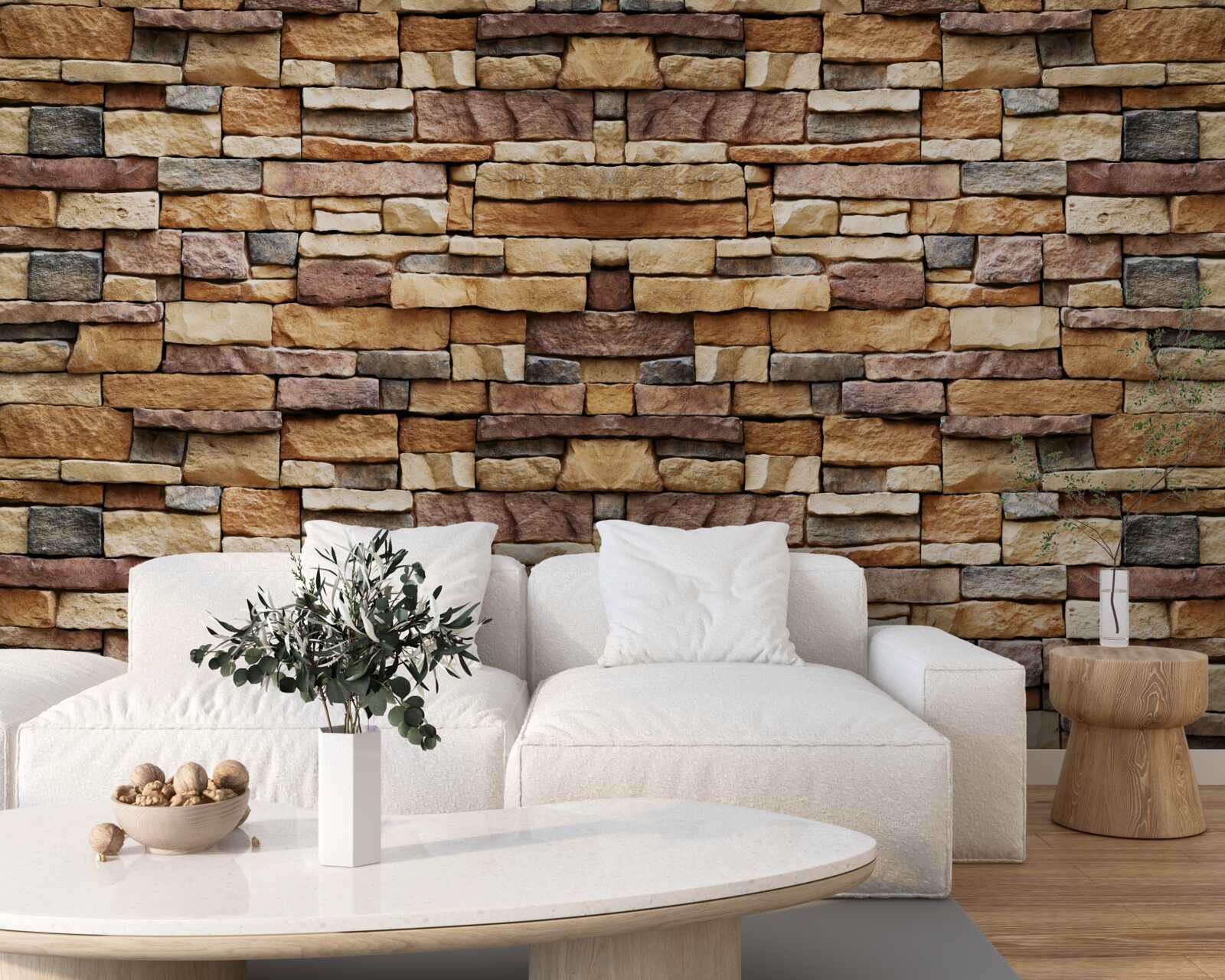 Fototapeta Stena zložená z viacfarebných kameňov