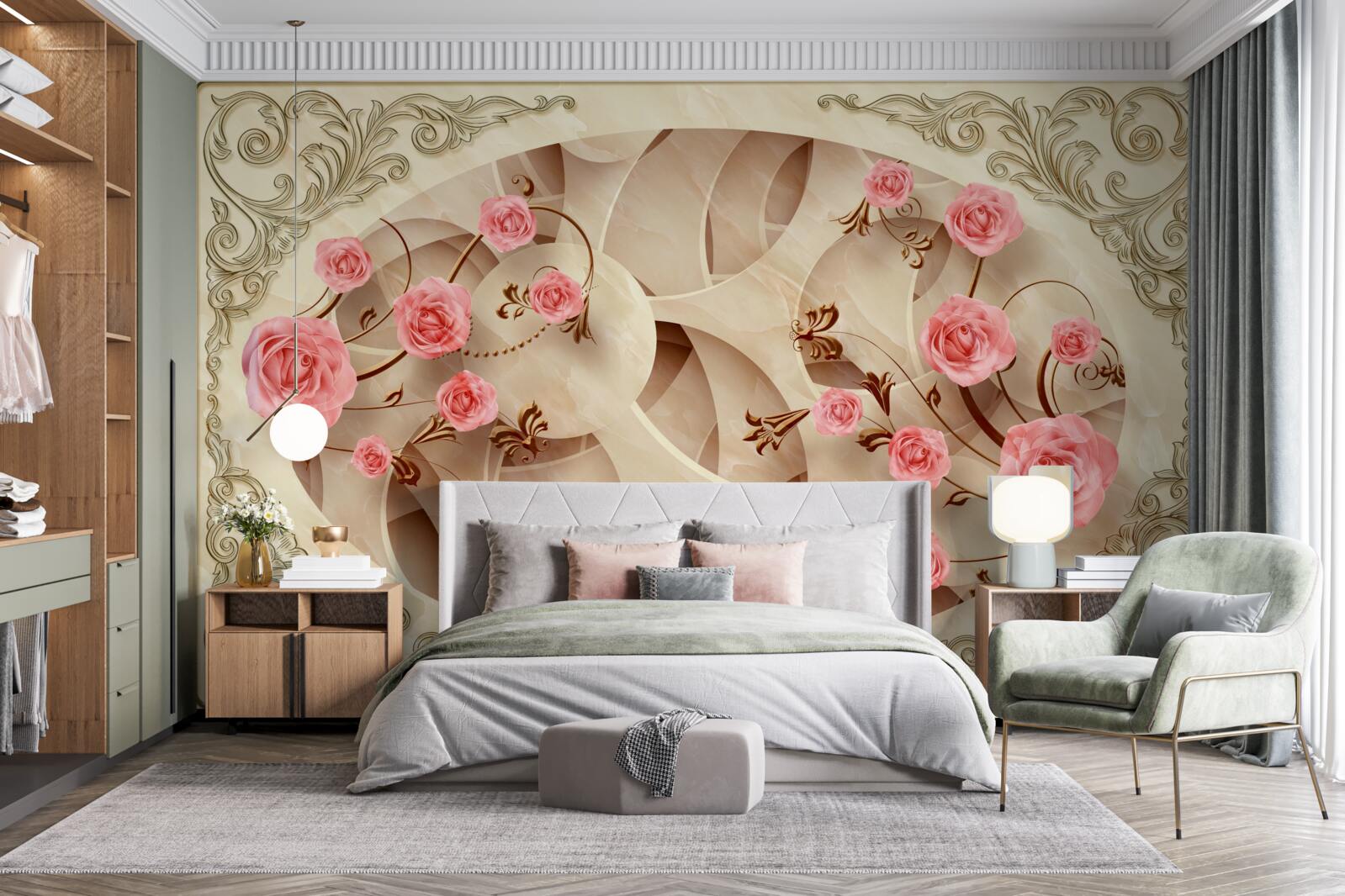 Fototapeta púčiky ružového kríka narástli