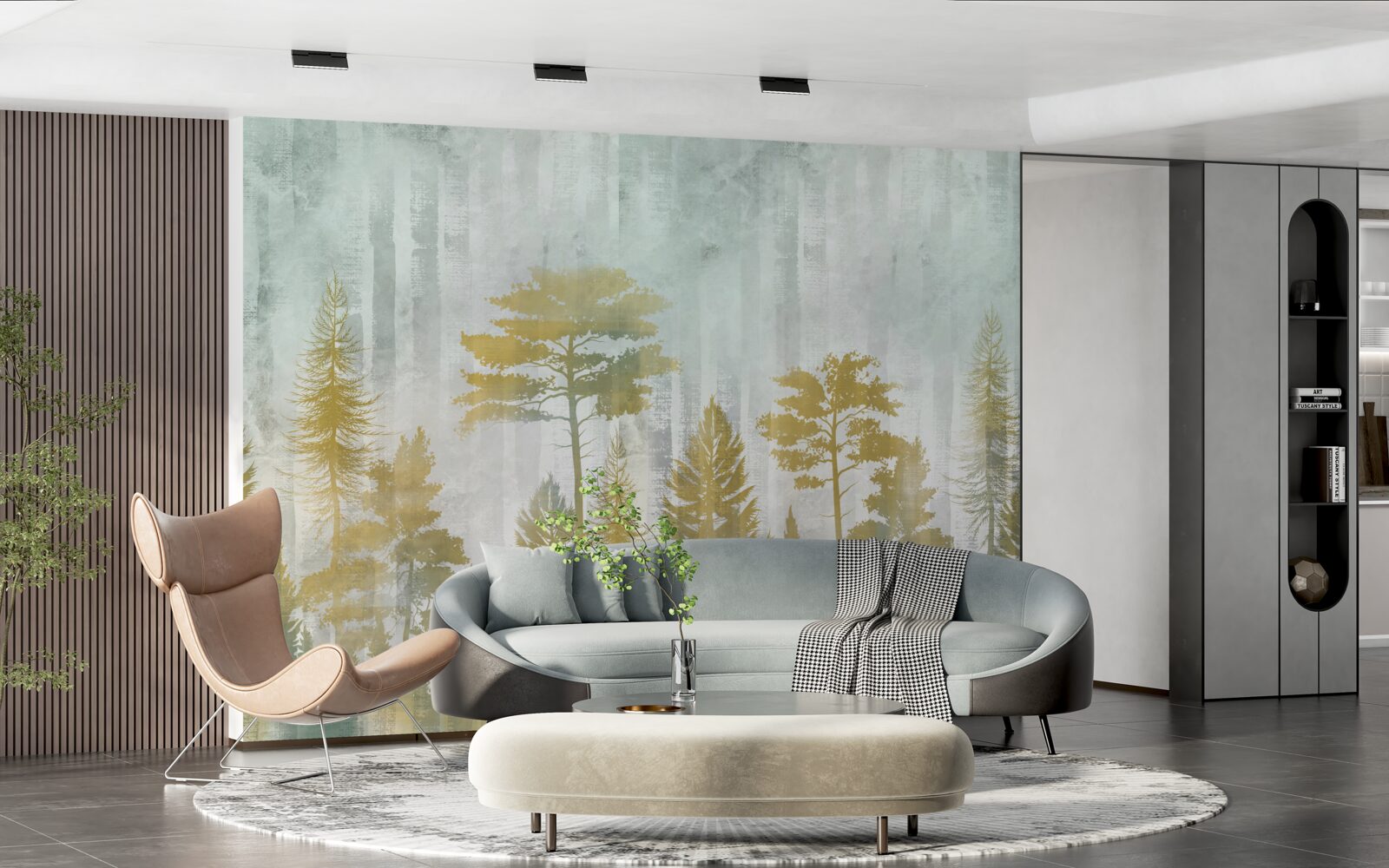 Fototapeta jeseň v lese zahalená v hmle