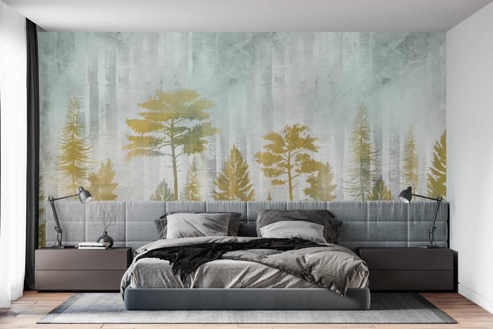 Fototapeta jeseň v lese zahalená v hmle