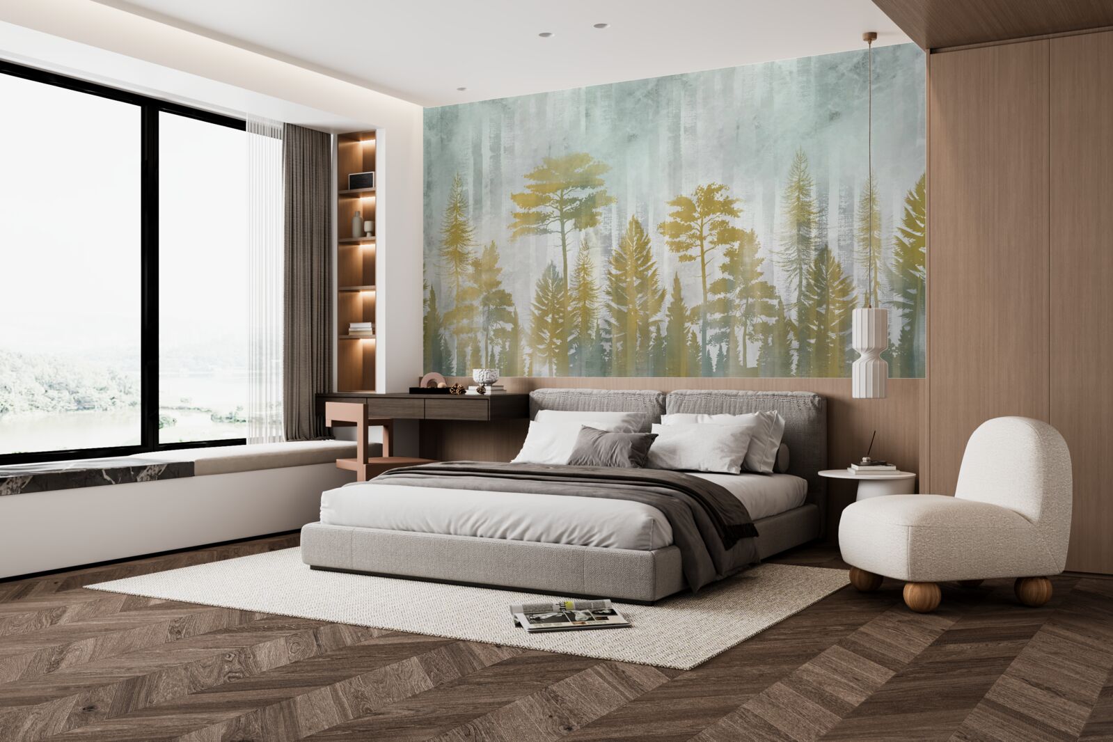 Fototapeta jeseň v lese zahalená v hmle