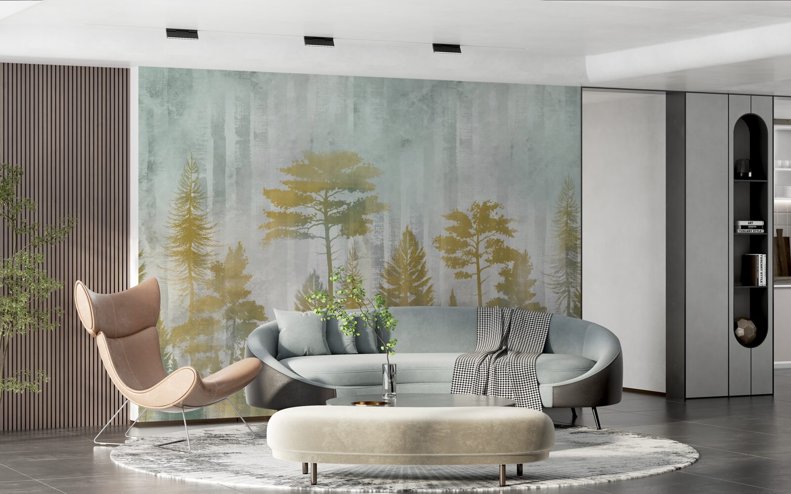 Fototapeta jeseň v lese zahalená v hmle