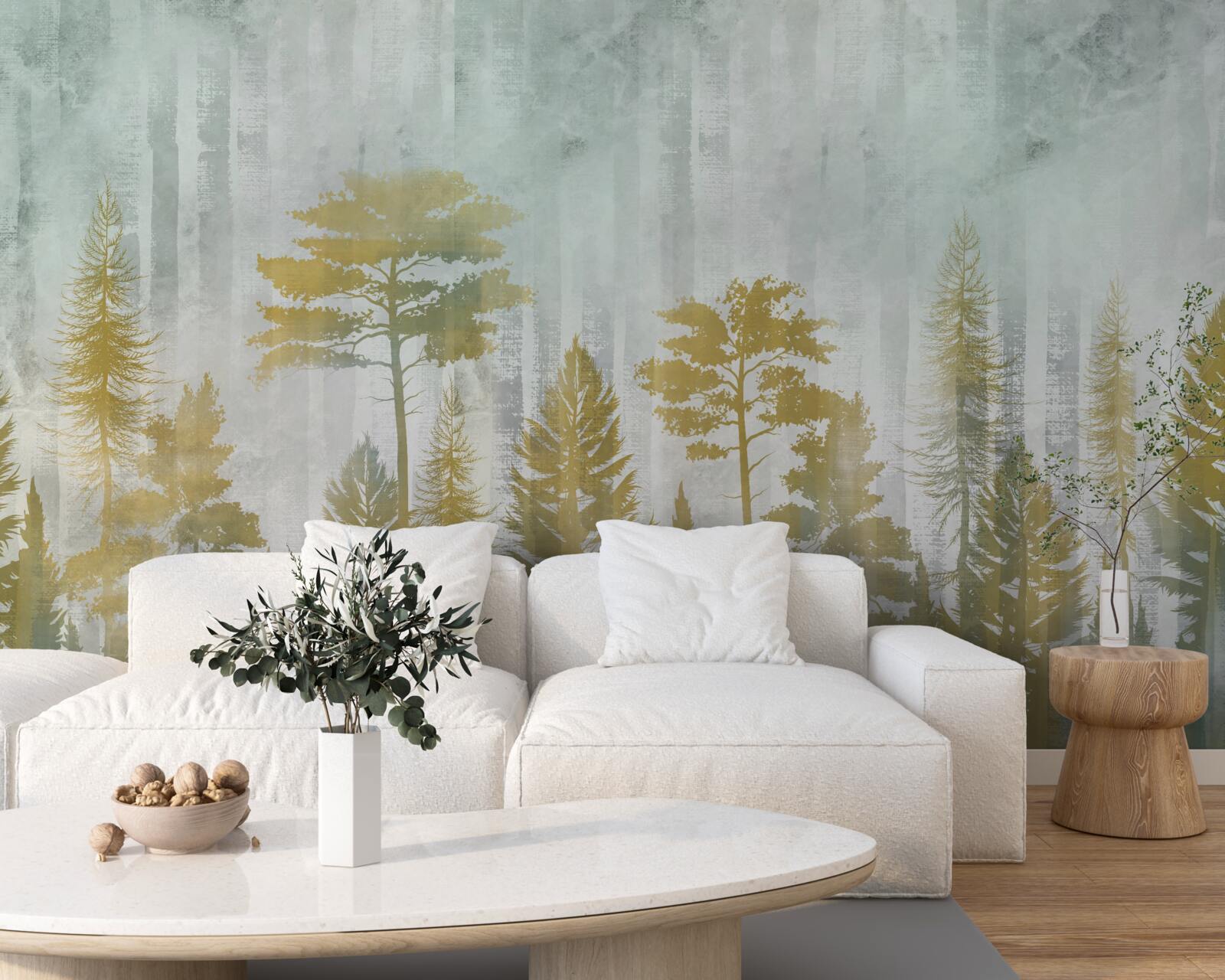 Fototapeta jeseň v lese zahalená v hmle