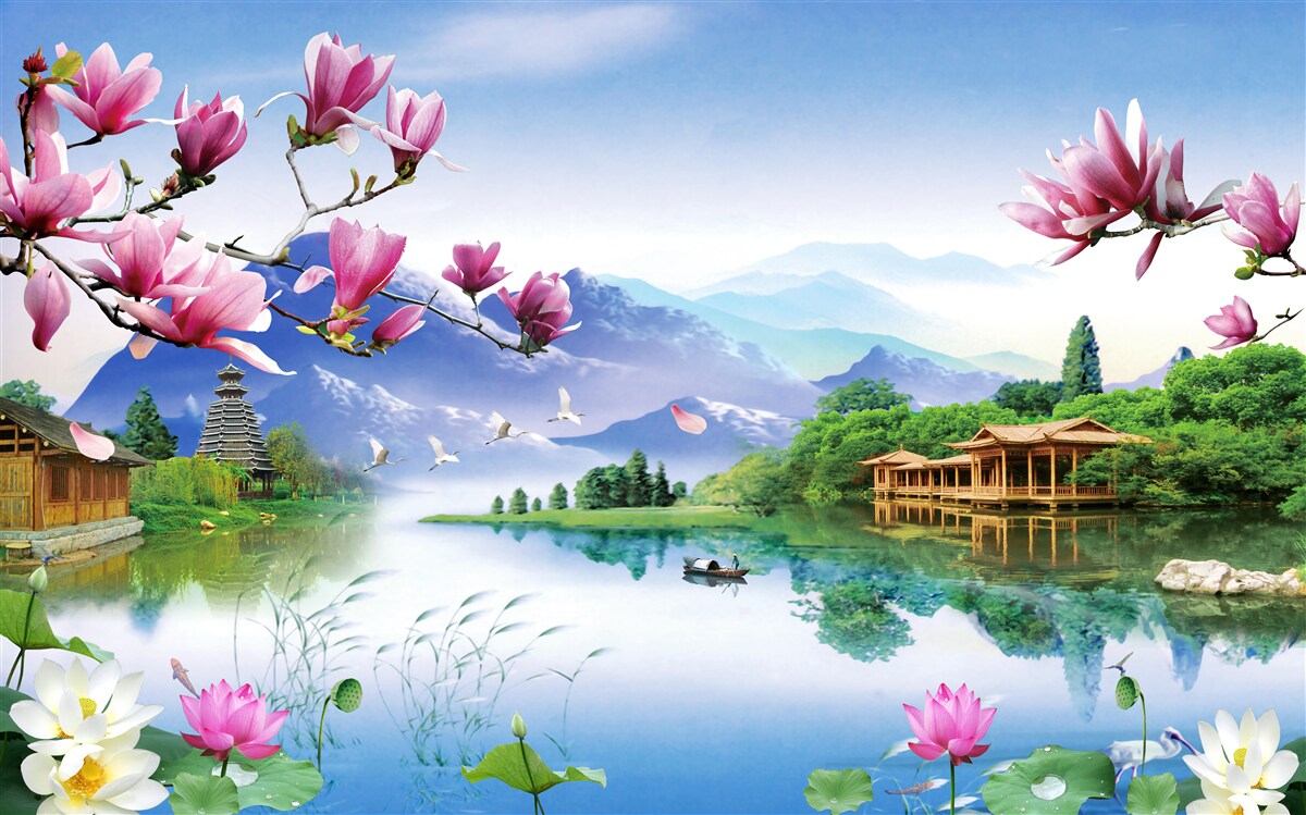 Fototapeta nádherný panoramatický výhľad na horskú krajinu a tok rieky