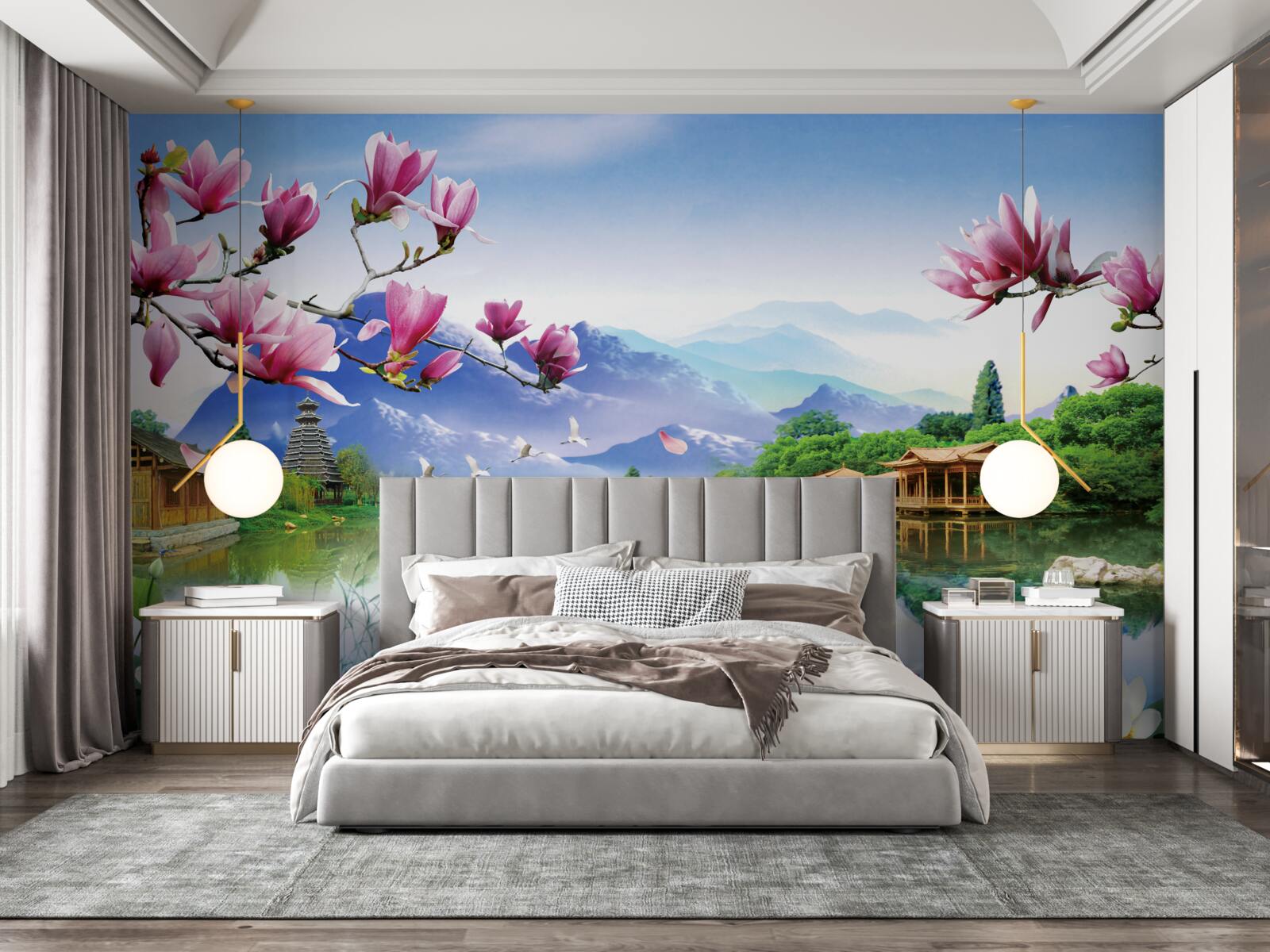 Fototapeta nádherný panoramatický výhľad na horskú krajinu a tok rieky