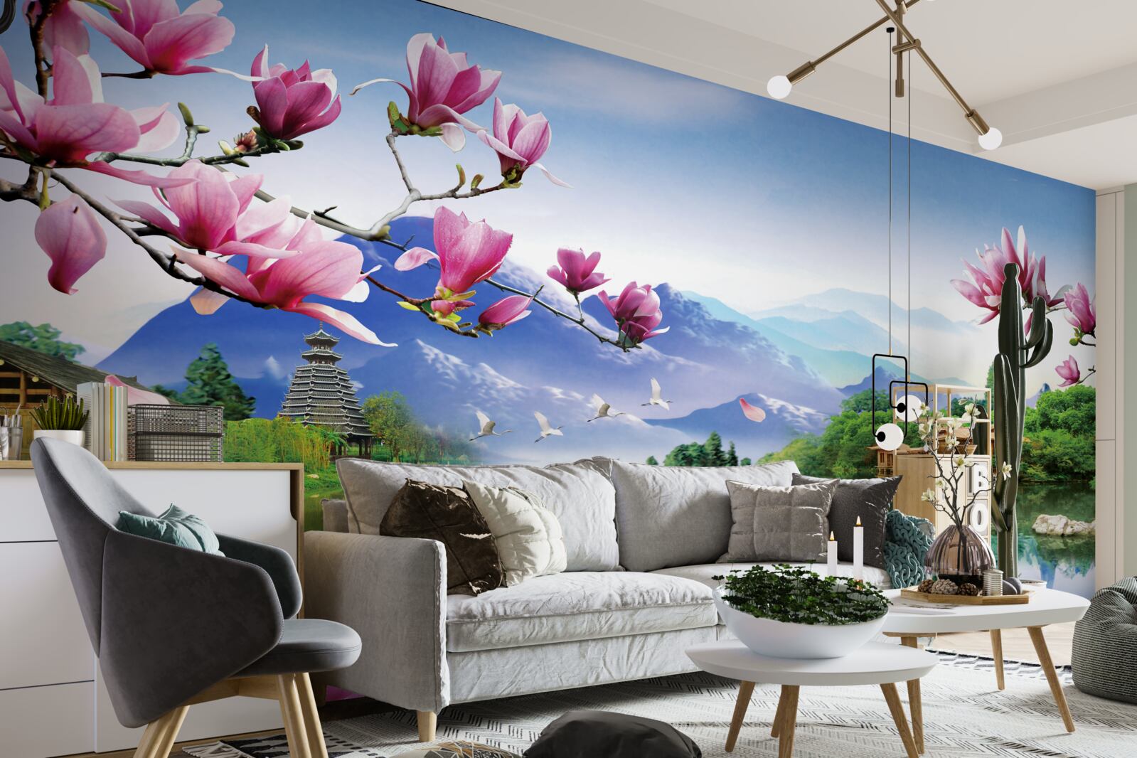 Fototapeta nádherný panoramatický výhľad na horskú krajinu a tok rieky