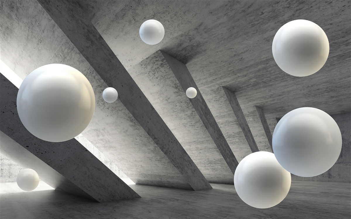 Fototapeta guľôčky bielej farby v cementovom priechode