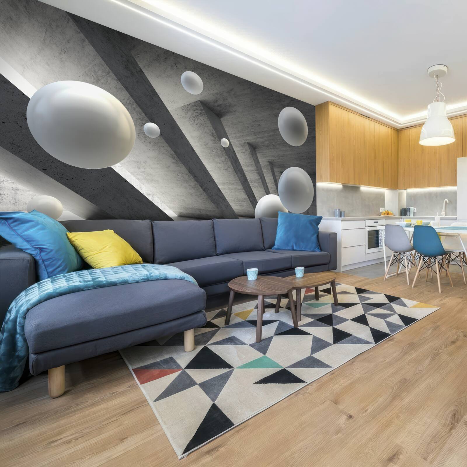 Fototapeta guľôčky bielej farby v cementovom priechode