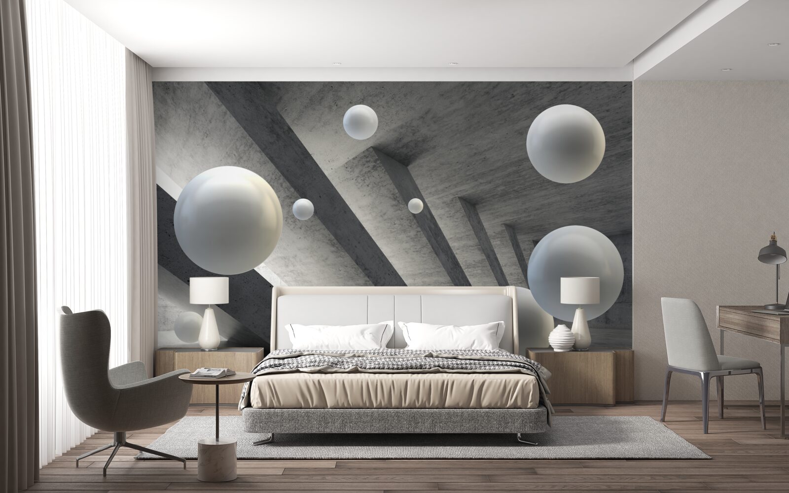 Fototapeta guľôčky bielej farby v cementovom priechode