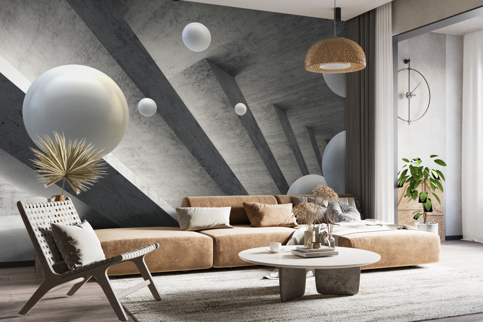 Fototapeta guľôčky bielej farby v cementovom priechode