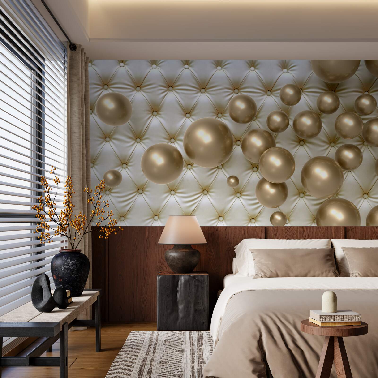 Fototapeta látka posiata zlatými perličkami