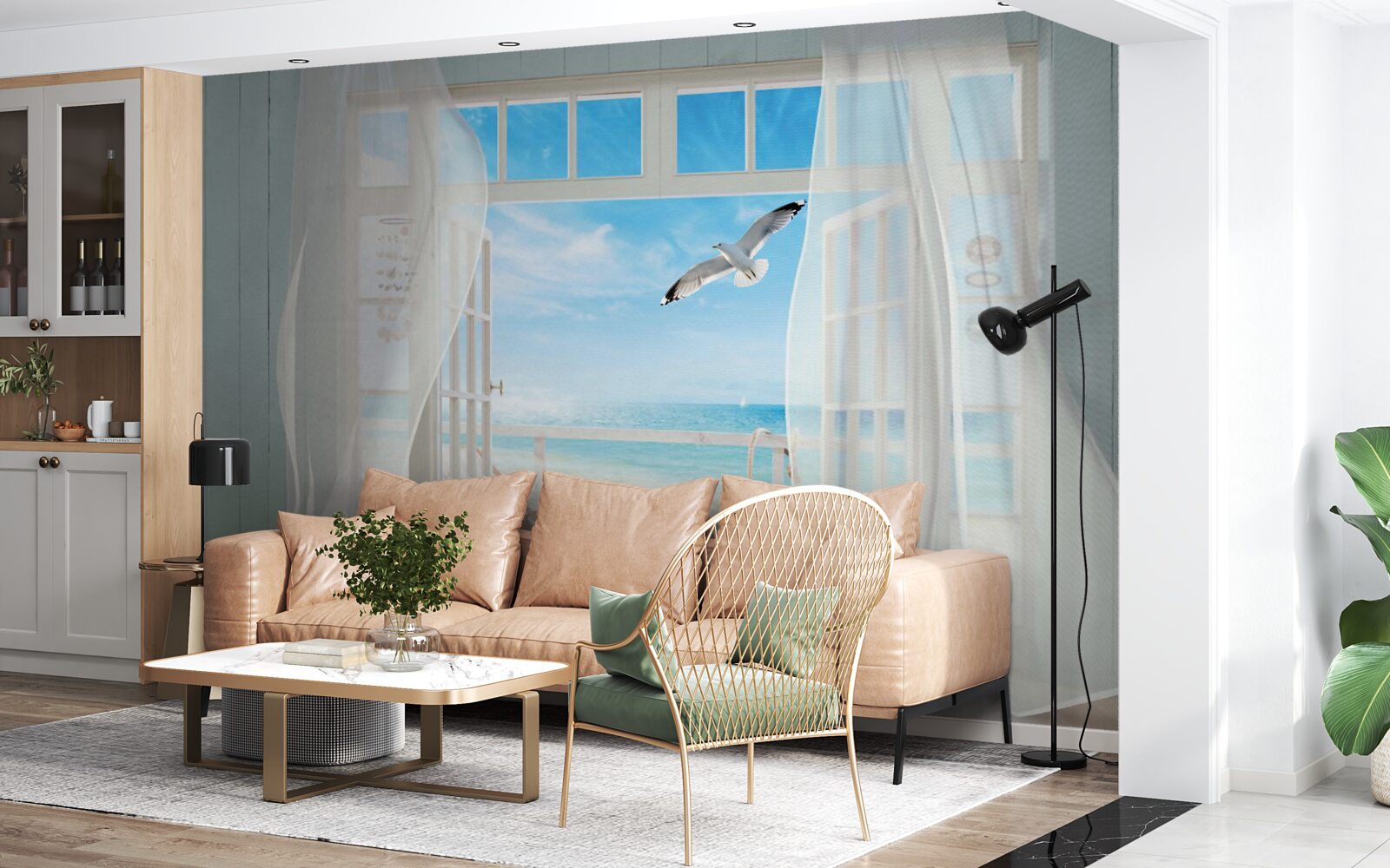 Fototapeta východ natretý farbou snehobieleho snehu viedol k piesočnatému pobrežiu