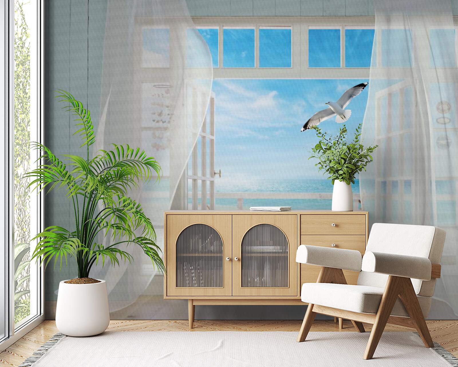 Fototapeta východ natretý farbou snehobieleho snehu viedol k piesočnatému pobrežiu