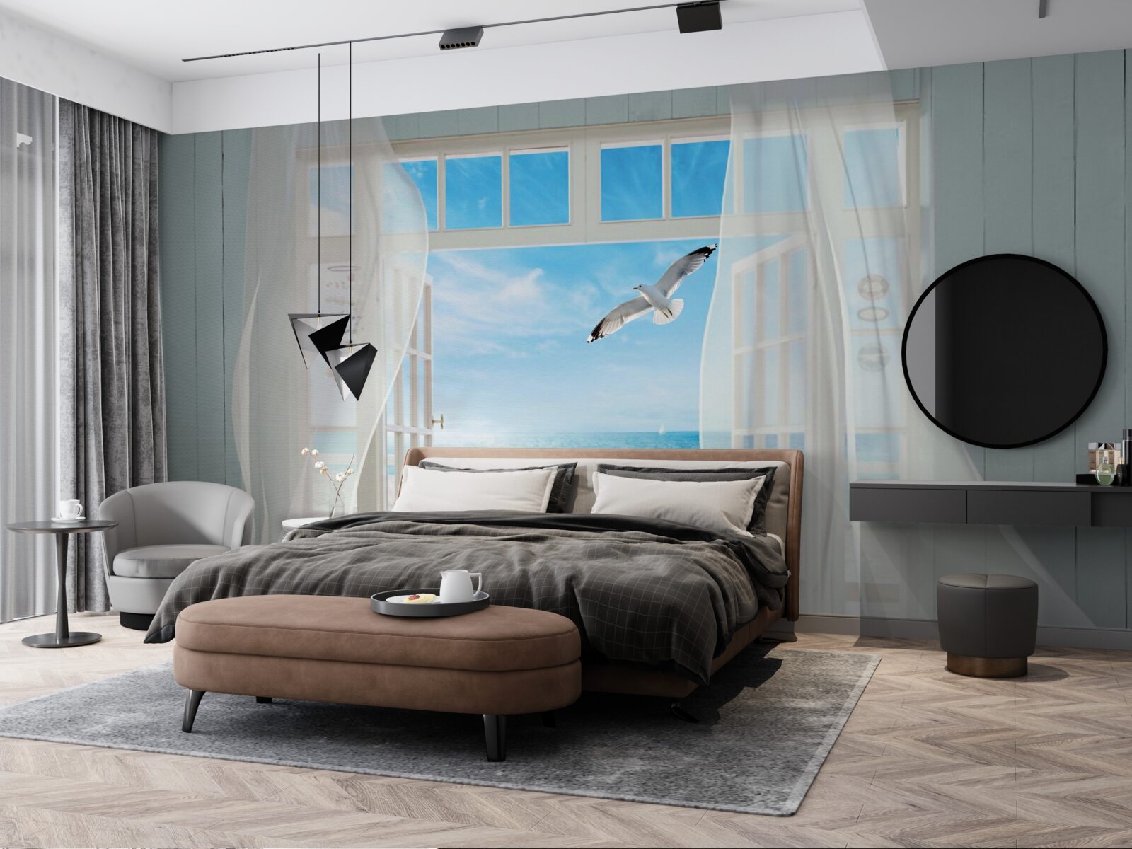 Fototapeta východ natretý farbou snehobieleho snehu viedol k piesočnatému pobrežiu