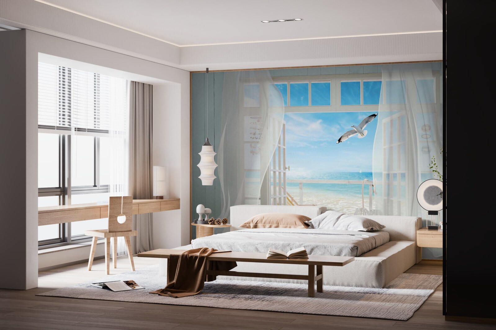 Fototapeta východ natretý farbou snehobieleho snehu viedol k piesočnatému pobrežiu